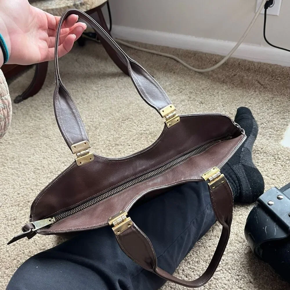 VTG 60s 70s Groskopf’s Brown Leather Top Handle Satchel Bag - Picture 16 of 16